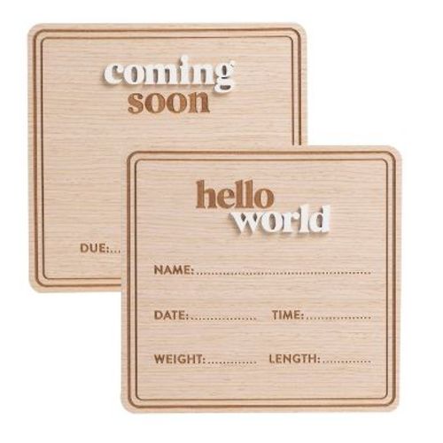 Pearhead Wooden Baby Announcement Photo Prop Sign - Natural Wood