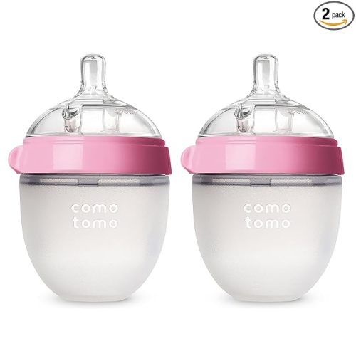 Comotomo Baby Bottle Double Pack, Pink, 5oz