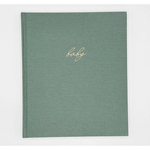 Linen Baby Book - Sage