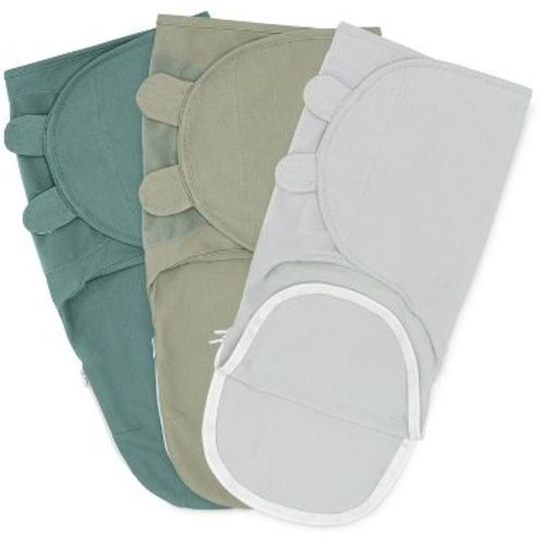 Swaddle Blankets for Baby Girl & Boy with Easy Access Zipper for Diaper Changes Set of 3 - Large (3-6 Months) - Stone, Sage, Azul