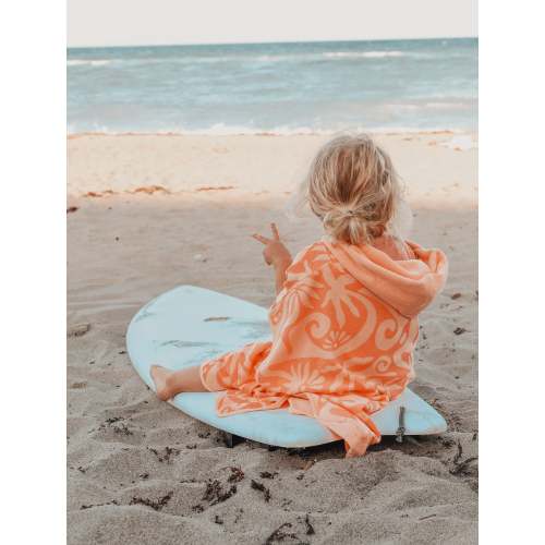 Little Surfer Girl Pink Hooded Terry Beach Towel