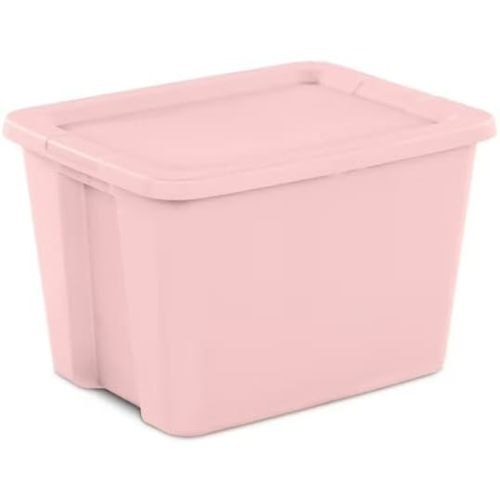 18 Gallon Plastic Storage Bin with Secure Snap Lid - Stackable Organizer Tote with Handles - Perfect for Closet, Dorm & Home Organization (Pink)