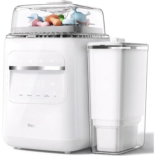 Papablic SafeguardPlus Baby Bottle Washer with Water Purification, 8 Bottles Capacity, 12-Min Fast Wash, 360° Deep Clean Bottle Washer &Sterilizer &Dryer for Bottles, Pump Parts, Baby Essentials