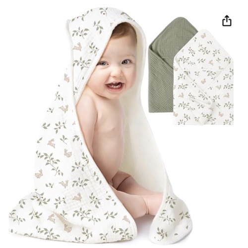 Muslin Cotton Baby Bath Towels 2-pack