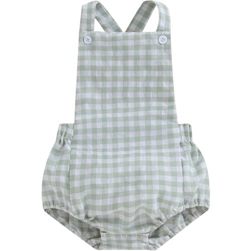 Newborn Baby 1 Piece Summer Romper Baby Girl Boy Solid Color Jumpsuit Sleeveless Backless Overalls Outfits