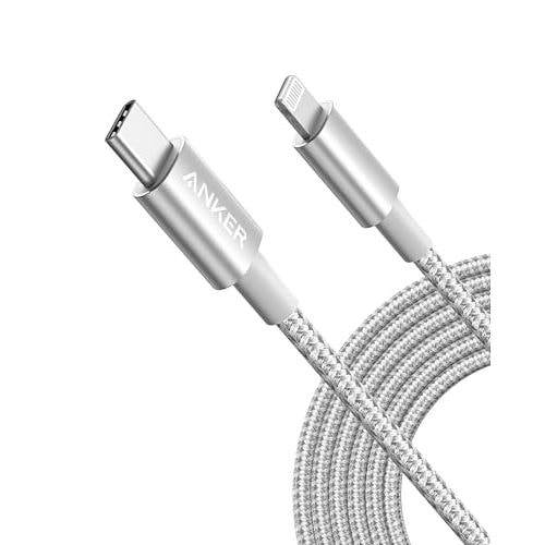 Anker New Nylon USB C to Lightning Cable, MFi-Certified Cord(10 ft, Silver) | For iPhone 14 Series and More