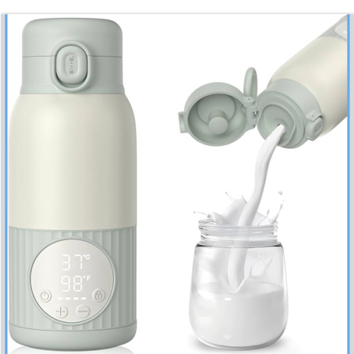 Portable Bottle Warmer for Breast Milk,Formula or Water 13oz Large Capacity,100W Power Fast Warming & Precise Temp Control Baby Milk Warmer for Travel