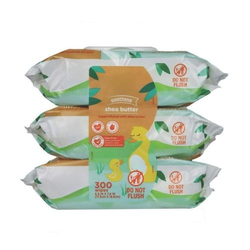 Parents Choice Soothing Shea Butter Baby Wipes, Fragrance-Free, 300 Count, Disposable