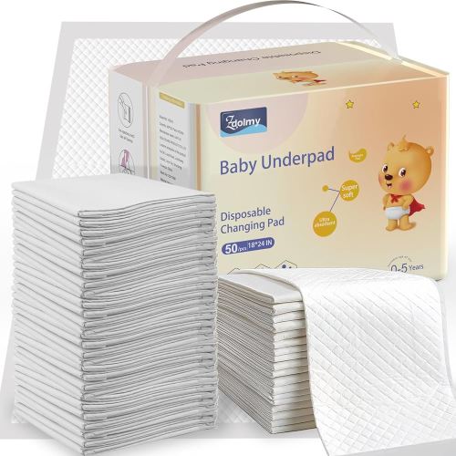 Disposable Changing Pad Liners (50 Pack), Baby Incontinence Diaper UnderPads 18"x 24" Extra Large & Super Soft , Ultra Absorbent & Waterproof - Covers Any Surface for Diaper Changes, White