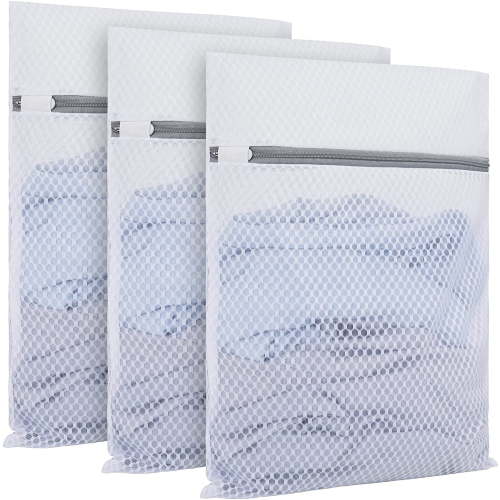 3 Pack Laundry Bags Mesh Wash Bags, Mesh Storage Bags with Zipper,Delicates Laundry Bag for Washing Machines Reusable Mesh Wash Bags, 12 x 16 inch