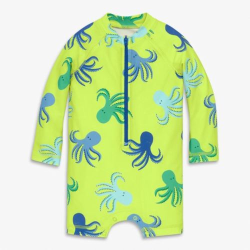 Primary Baby One-Piece Rash Guard In Octopus Pals In Lime Octopus Size 46185