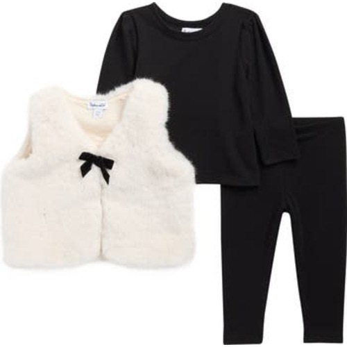 Long Sleeve T-Shirt, Faux Fur Vest & Leggings Set, 3-6M