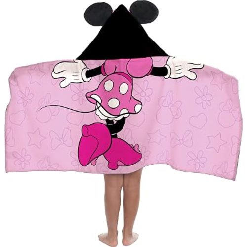 Disney Minnie Mouse Kids Hooded Towel Costume Bath Wrap for Girls, Multi