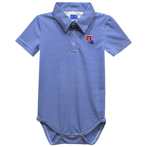 Louisiana Tech Bulldogs Embroidered Royal Stripe Knit Boys Polo