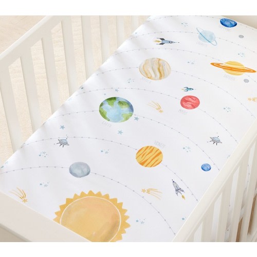 Space Picture Perfect Organic Crib Fitted Sheet