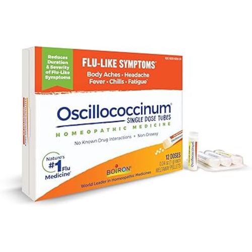 Boiron Oscillococcinum for Relief from Flu-Like Symptoms of Body Aches, Headache, Fever, Chills, and Fatigue - 12 Doses