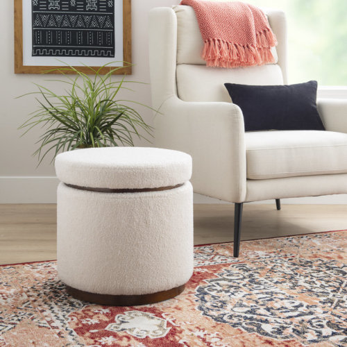 Lark Manor™ Thurleigh Round Sherpa Ottoman with Storage & Reviews | Wayfair