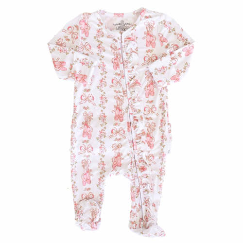 Ballet Blossoms Ruffle Zipper Footie