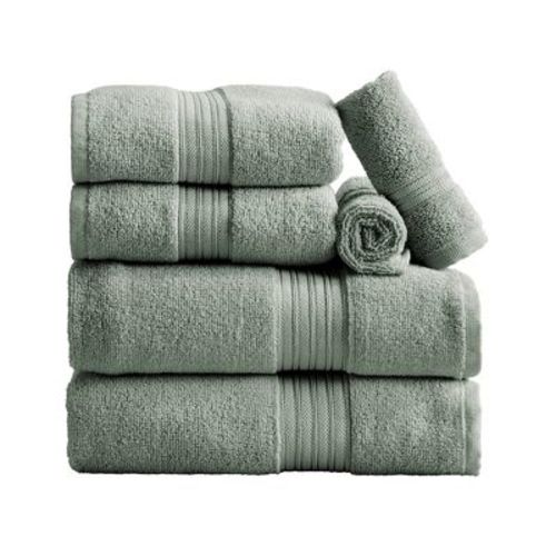 100% Cotton Quick-Dry Everday Towel Set - Great Bay Home (6 Piece Set, Eucalyptus)