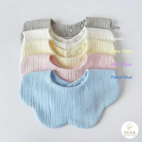 Double Sided Muslin Baby Bib: 100% Organic Cotton Dribble Bib - Cream