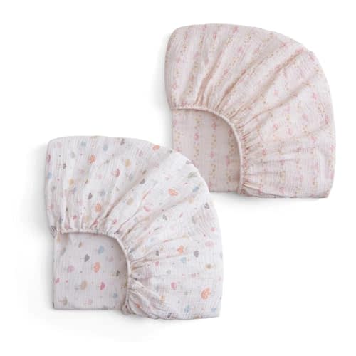 Muslin Crib Sheets for Girl Boy, 100% Cotton Neutral Baby Crib Sheets Fitted for Standard Crib Mattress, Soft and Breathable - 28"x 52", 2 Pack (Mushroom)