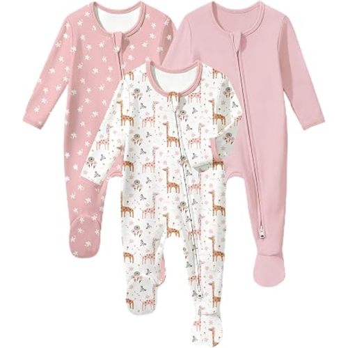 Baby Sleepers 100% Organic Cotton Pajamas for Newborn 0-3 3-6 6-9 Months Boys Girls Clothes Footed Pjs