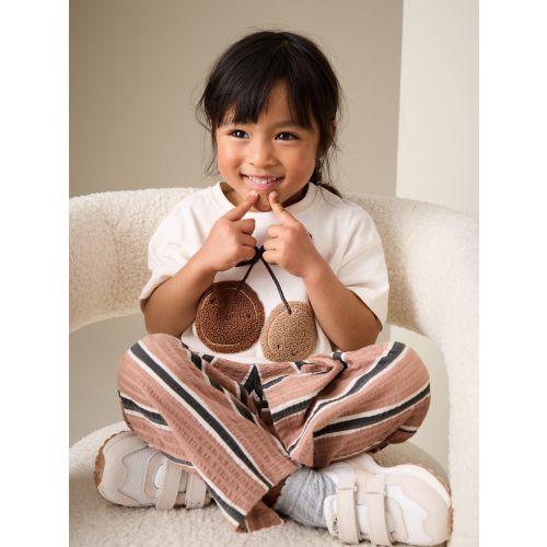 Ecru/ Brown Cherry Short Sleeve Top and Barrel Trousers Set (3mths-7yrs)