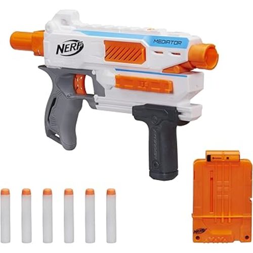 Nerf Modulus Mediator Blaster -- Fires 6 Darts in a Row, Pump Action, Slam Fire, Includes 6-Dart Clip and 6 Official Nerf Elite Darts (Amazon Exclusive)