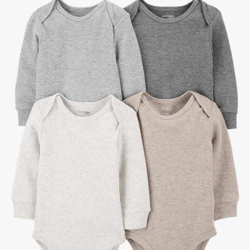 Simple Joys by Carter's Baby 4-pack Soft Thermal Long Sleeve Bodysuits