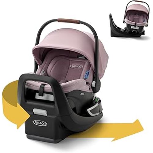 Graco SnugRide Turn & Slide Infant Car Seat, Rear Facing Rotating Car Seat with Base for 4-30 lbs. with 180 Degree Turn for Easy Access, Lightweight Carseat with SnugLock Technology, Mulberry