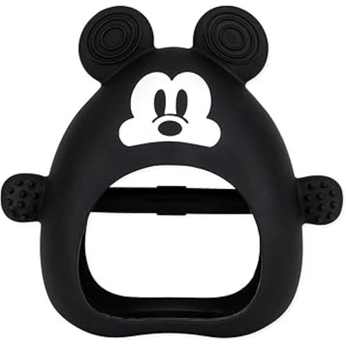 Bumkins Disney Baby Silicone Undroppable Teething Mitt, Freezer Toy Teether Keys, Soft Flexible Platinum Silicone Pacifier to Chew, Cool Teether Gum Relief, Essentials Babies 3 Months, Mickey Mouse