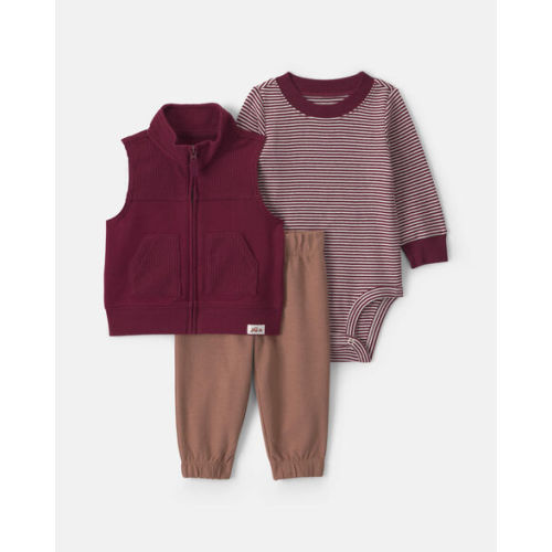 Baby Boy 3-Piece Corduroy Layering Set - Burgundy/Brown | Carter's