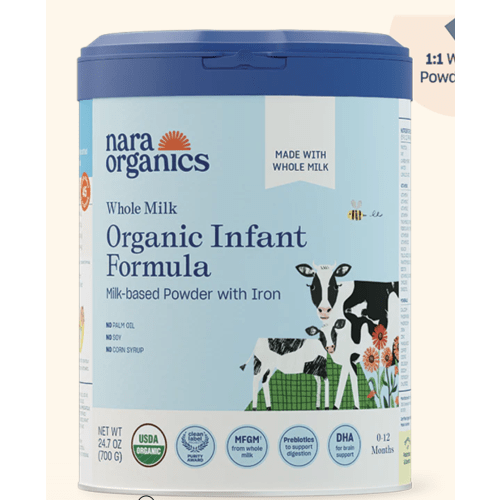 Organic Whole Milk Infant Formula – 4 Full size cans – Nara Organics