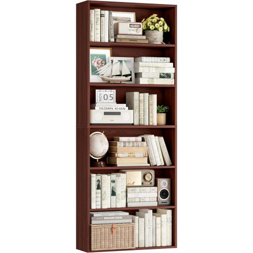 FOTOSOK 6-Tier Open Bookcase and Bookshelf, Freestanding Display Storage Shelves Tall Bookcase for Bedroom, Living Room and Office