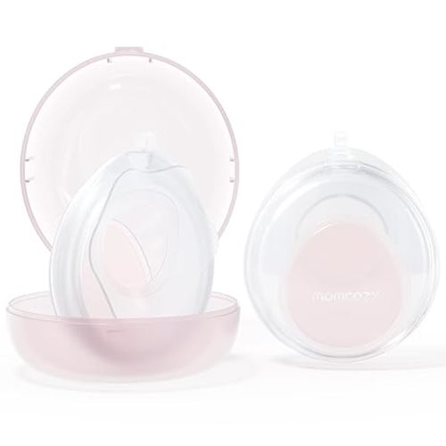Momcozy Breast Milk Collector, Slim Discreet Waterdrop Silicone Breast Shells for Light Milk Leakage Collection with Storage Case (1oz/30ml, 2PCS)