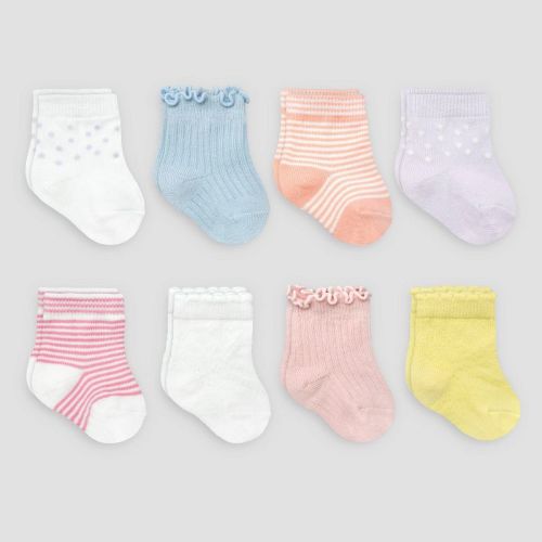 Carter's Just One You® Baby Girls' 8pk Striped Crew Socks - 0-3M