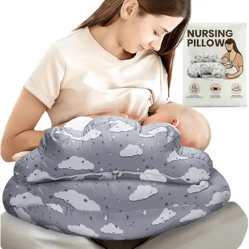 Nursing Pillow – Breastfeeding Pillows with Security Fence for Enhanced Support & Comfort – Removable Cotton Cover, Adjustable Waist Strap, Newborn Essentials Must Haves Baby Registry Search