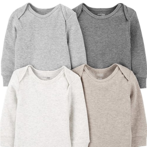 Simple Joys by Carter's Baby 4-pack Soft Thermal Long Sleeve Bodysuits