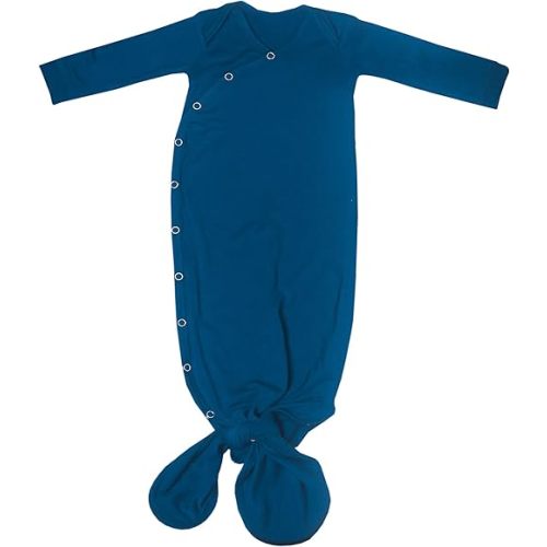 Copper Pearl Baby Gown - Knotted Newborn Sleepers for Baby Boy and Girl, Soft Stretchy Long Sleeve Infant Gowns with Bottom Tie and Hand Mittens, Perfect Hospital Coming Home Outfit (River)
