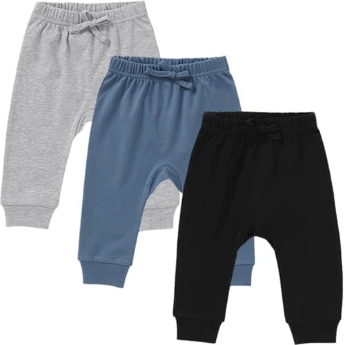 GFQLONG Baby Boy Jogger Pants Organic Cotton Infant Bottom for 0-24 Months