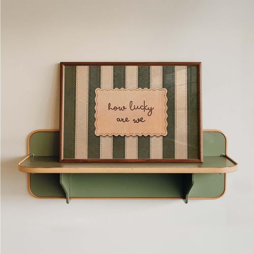 How Lucky Are we Quote Print, Vintage Leather Imitation Stripe, Minimalist Home Decor