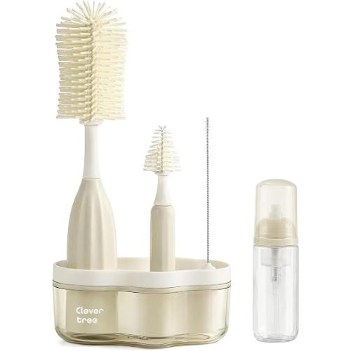 Bottle Cleaning Kit – Innovative Push-Press Design for Deep Cleaning - Bottle Cleaner Brush for Bottle/Breast Pumps/Nipple - Clog-Free Brush & Foam-Generating