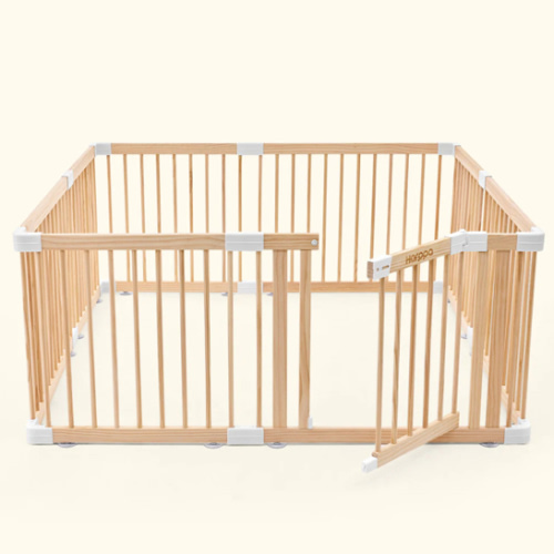 HARPPA Wooden Baby Gate Playpen | Non-Toxic Foldable DIY Adjustable Play Yard for Infants & Toddlers – Natural Finish Baby Fence for Small & Large Spaces