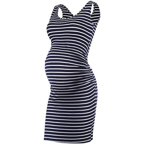 Rnxrbb S-2XL Women Summer Sleeveless Maternity Dress Pregnancy Tank Scoop Neck Mama Clothes Casual Bodycon Clothing