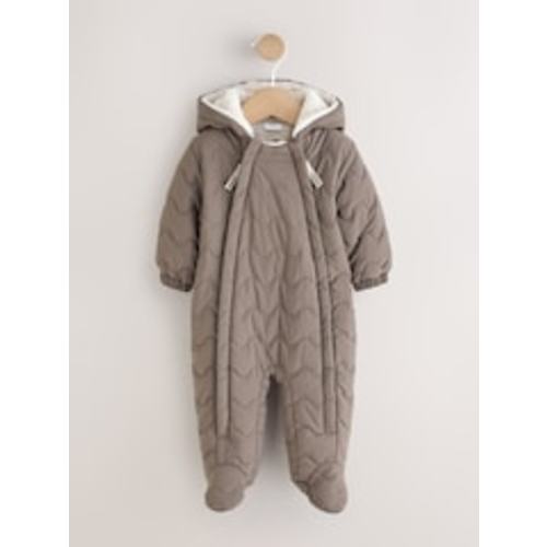 Neutral Brown Quilted Baby All-In-One Pramsuit from Next USA (0-3M)