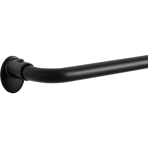 Eclipse Clinton Curtain Rods, Black Out Curtain Rod, 5/8 Inch Blackout Wrap Around Adjustable Curtain Rod, Curtain Rods For Windows 28 to 48 Inch, Matte Black Curtain Rod