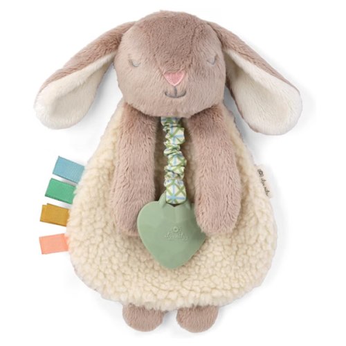 Amazon.com: Itzy Ritzy Lovey Including Teether, Teething Relief, 0+ Months, Taupe Bunny | Baby Lovey With Soft Sherpa, Plush Minky, Silicone Teether, Crinkle Sounds, Textured Ribbons, and Interactive Dangle Arms