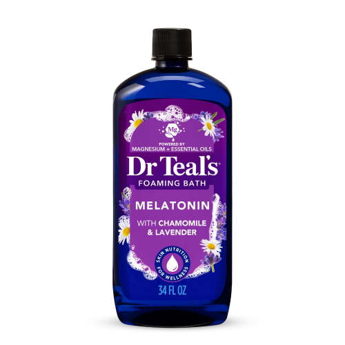 Dr Teal's Foaming Bath, Sleep Bath with Melatonin, Lavender & Chamomile Essential Oils, 34 fl oz.