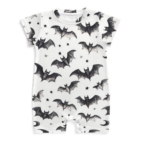 Cute Halloween Bats Star Moon Baby Rompers Black Bat Bodysuit Spooky Boo Jumpsuit Clothes Outfit