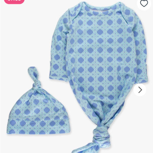 Knotted Baby Sleep Gown & Hat Set, Modal Blend